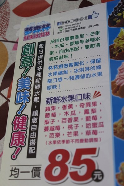 [台南]健康好吃 現打水果冰淇淋 夢森林鮮果冰淇淋